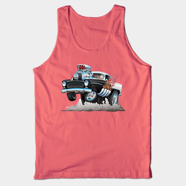 Classic 55 Hot Rod Funny Car Cartoon Tank Top by hobrath